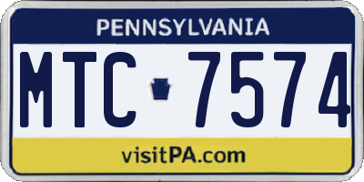 PA license plate MTC7574