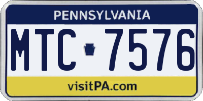 PA license plate MTC7576