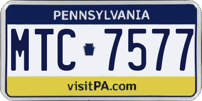 PA license plate MTC7577