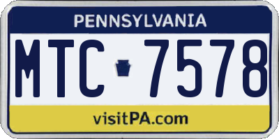 PA license plate MTC7578