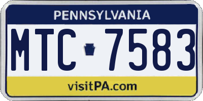 PA license plate MTC7583