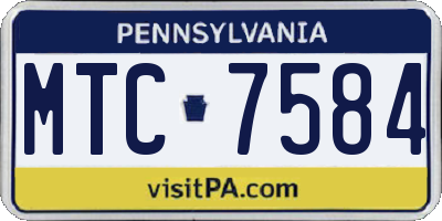 PA license plate MTC7584