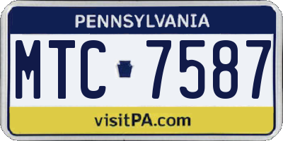 PA license plate MTC7587