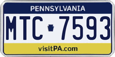 PA license plate MTC7593