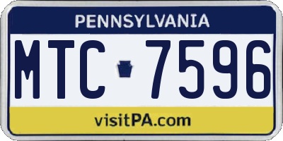 PA license plate MTC7596