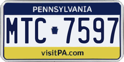 PA license plate MTC7597