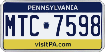 PA license plate MTC7598