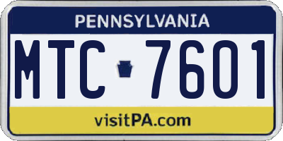PA license plate MTC7601