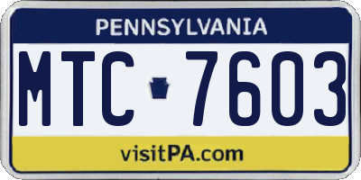 PA license plate MTC7603
