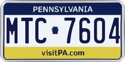 PA license plate MTC7604