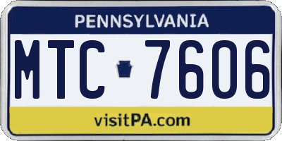 PA license plate MTC7606
