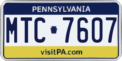 PA license plate MTC7607