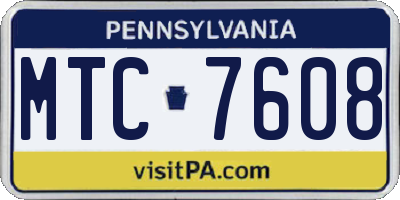 PA license plate MTC7608