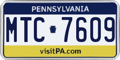 PA license plate MTC7609
