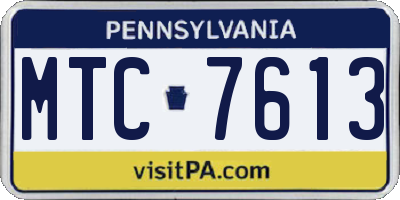 PA license plate MTC7613