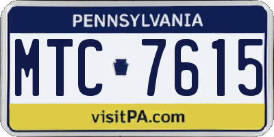 PA license plate MTC7615