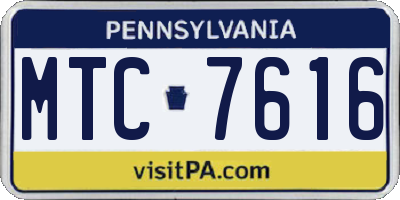 PA license plate MTC7616