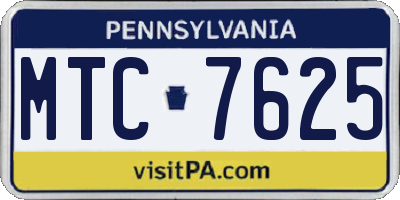 PA license plate MTC7625