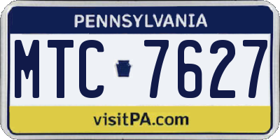 PA license plate MTC7627