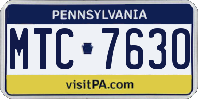 PA license plate MTC7630