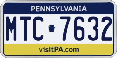 PA license plate MTC7632