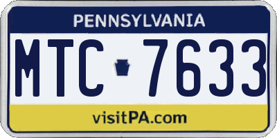 PA license plate MTC7633