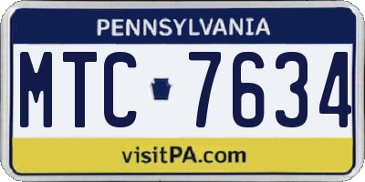 PA license plate MTC7634