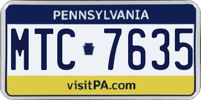 PA license plate MTC7635