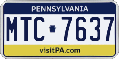 PA license plate MTC7637