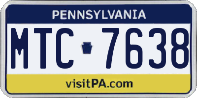 PA license plate MTC7638