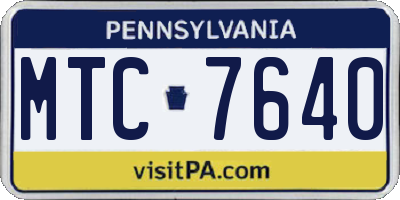 PA license plate MTC7640