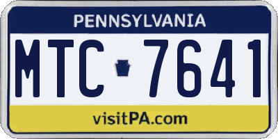 PA license plate MTC7641