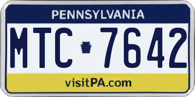 PA license plate MTC7642