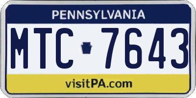 PA license plate MTC7643