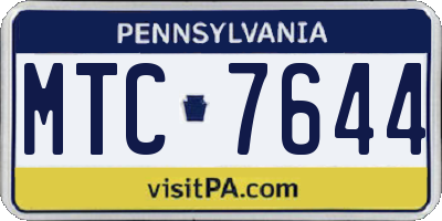 PA license plate MTC7644