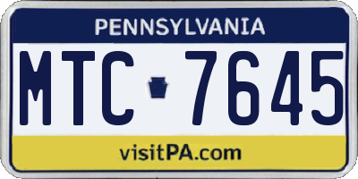 PA license plate MTC7645