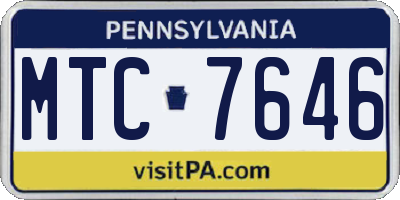 PA license plate MTC7646