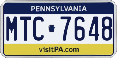 PA license plate MTC7648