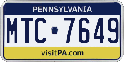 PA license plate MTC7649