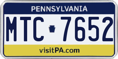 PA license plate MTC7652