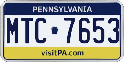 PA license plate MTC7653