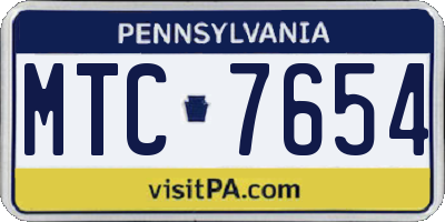 PA license plate MTC7654