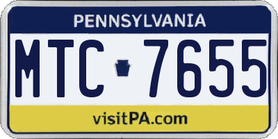 PA license plate MTC7655