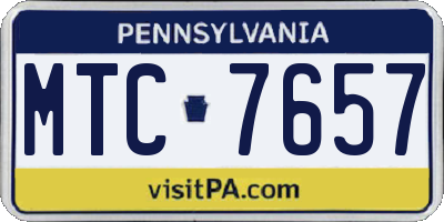 PA license plate MTC7657
