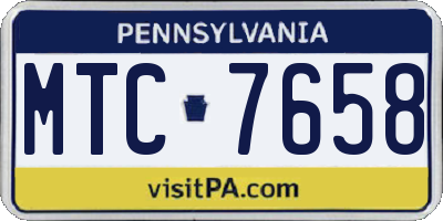 PA license plate MTC7658