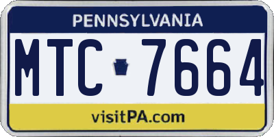 PA license plate MTC7664