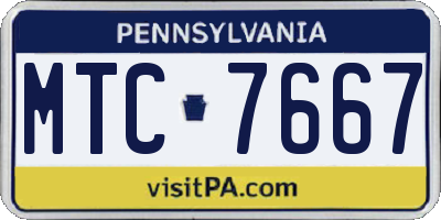 PA license plate MTC7667