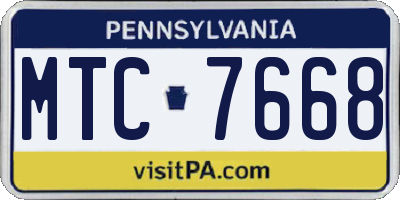 PA license plate MTC7668