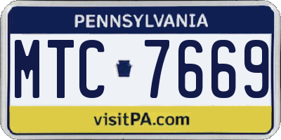 PA license plate MTC7669