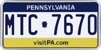 PA license plate MTC7670
